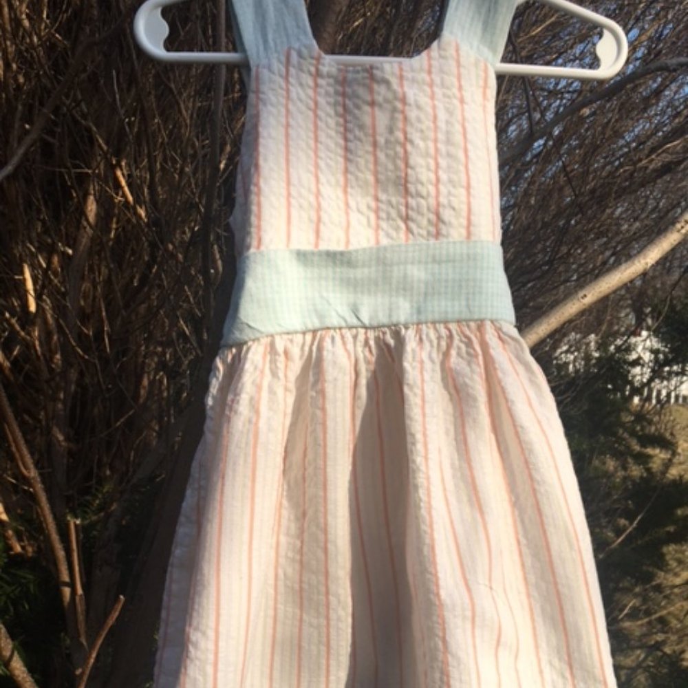 Classical, EUC, Seersucker, Cotton, Dress in Pastels, & Pale Blue Gingham  3T